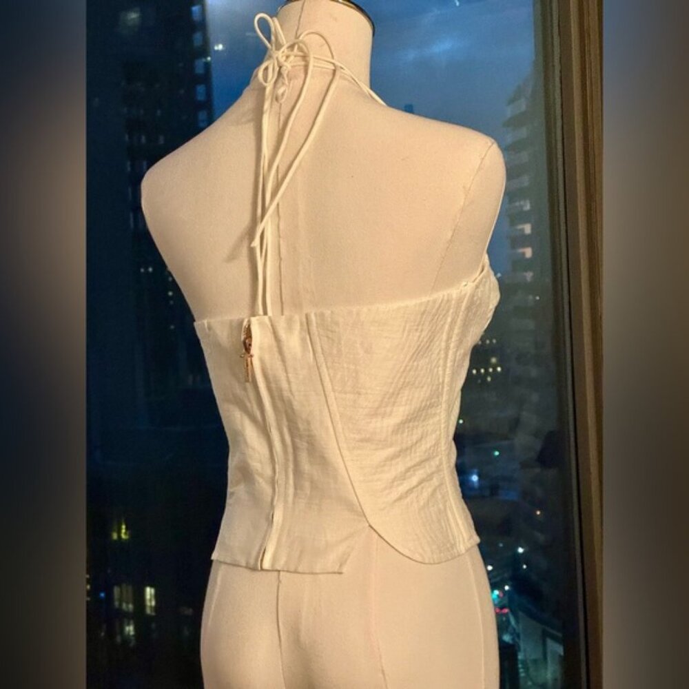 🆕 CULT GAIA 🧿 NWOT Off-White Habana Strappy Corset Zip Top, Sz US 10 - Picture 10 of 16
